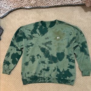Green Tie-Dye Crewneck Sweatshirt, Size M/L